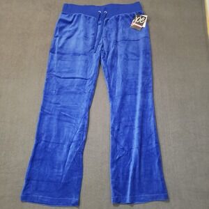 Joe Boxer Velour Pants Womens XL Azure Blue Drawstring Lounge NWT